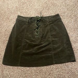 Olive green mini skirt